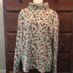 Christmas Holly Print Turtleneck 